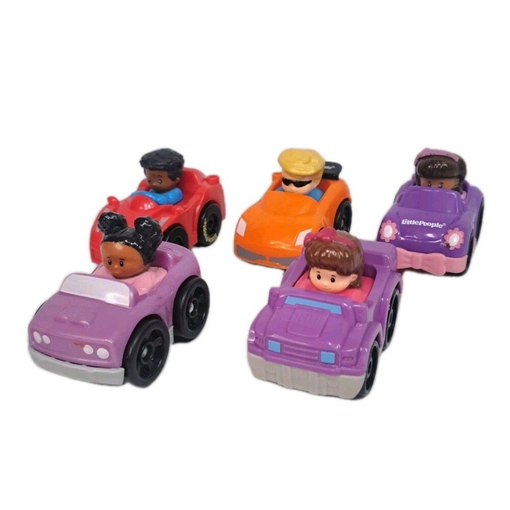 Fisher Price Little People Wheelies Cars Racers Lot of 5 Toy Vehicles Kids Toys